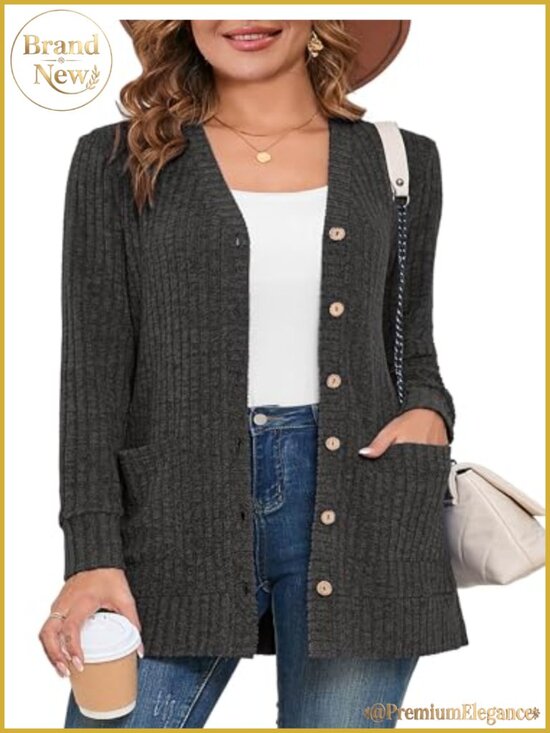 Sweaters - Plus Size Women's Cardigan Long Sleeve Open Front Button Down Lightweight